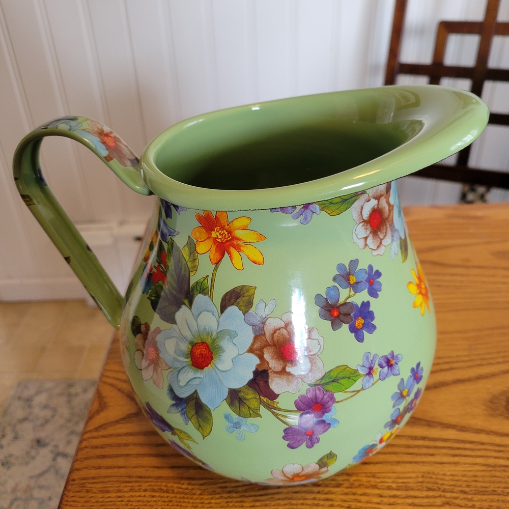MacKenzie-Childs Floral Green Pitcher